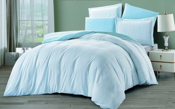 Angham Stripe Quilt Cover Bedding Set Without Filling 4 Pcs - Single Sky Blue
