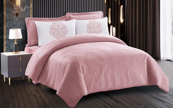 Zeena Velvet Comforter Bedding Set 4 PCS - Single Pink