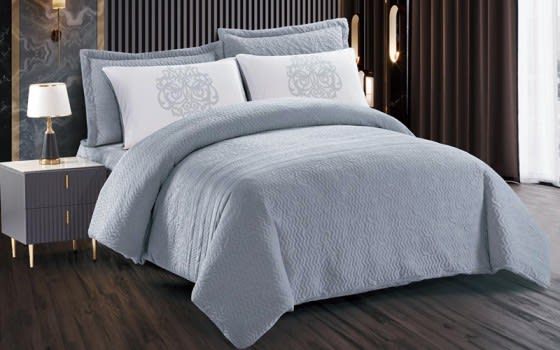 Zeena Velvet Comforter Bedding Set 4 PCS - Single Grey