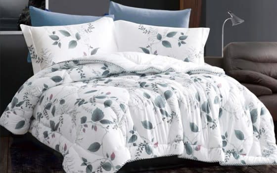 Zumrd Comforter Bedding Set 6 Pcs - King  White & Grey
