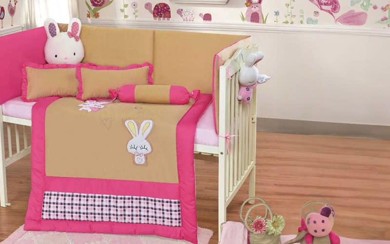 Baby Comforter Bedding Set 6 PCS - Pink & Beige