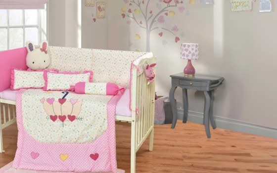 Baby Comforter Bedding Set 6 PCS - Pink & Cream