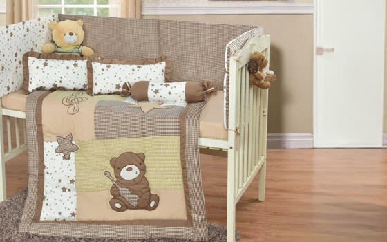 Baby Comforter Bedding Set 6 PCS - Beige & Brown
