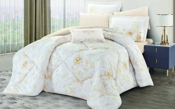 Elaine Comforter Bedding Set 7 PCS - King White & Cream
