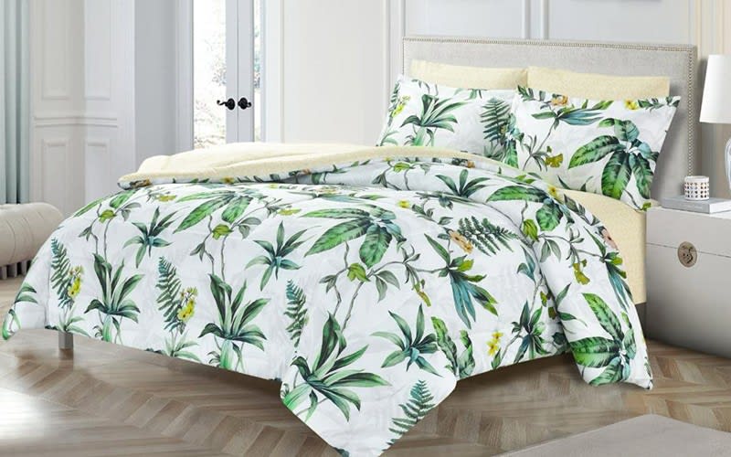 Valentini Comforter Bedding Set 6 PCS - King White & Green