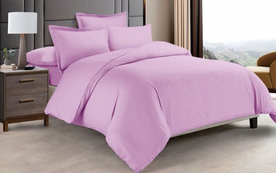 Boss Stripe Quilt Cover Bedding Set Without Filling 6 PCS - King Pink