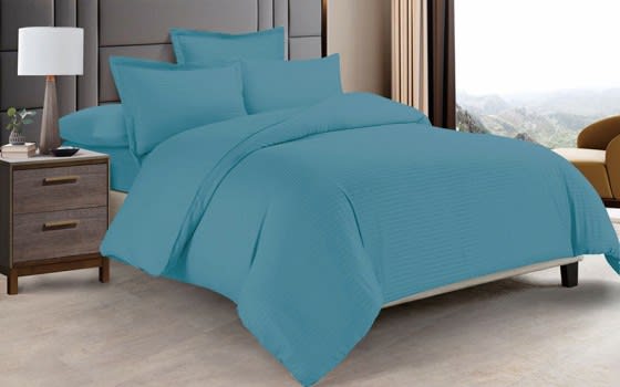Boss Stripe Quilt Cover Bedding Set Without Filling 6 PCS - King Blue
