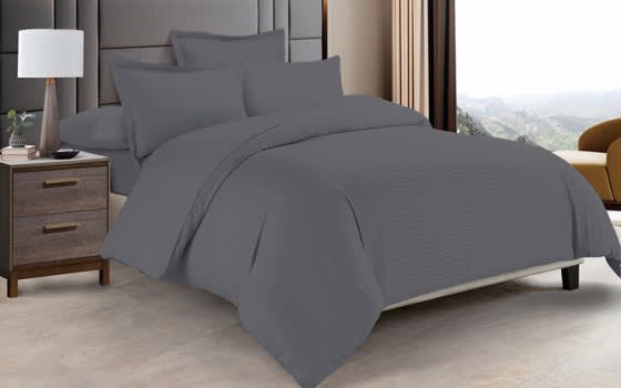 Boss Stripe Quilt Cover Bedding Set Without Filling 6 PCS - King Grey 
