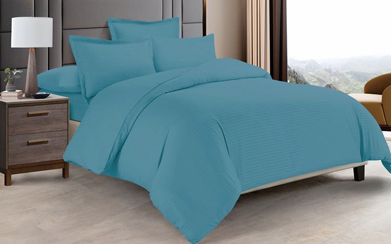 Boss Stripe Quilt Cover Bedding Set Without Filling 4 Pcs - Single Blue