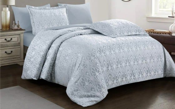 Valentini Jacquard Comforter Bedding Set 6 PCS - King Silver