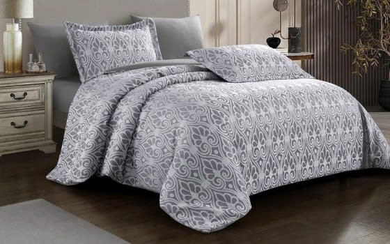 Valentini Jacquard Comforter Bedding Set 6 PCS - King Grey