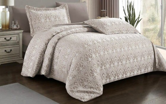 Valentini Jacquard Comforter Bedding Set 6 PCS - King Beige