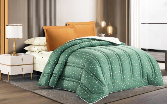 Elizabeth Cotton Comforter Bedding Set 6 PCS - Queen Green