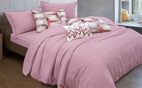 Aubrey Quilt Cover Bedding Set Whitout Filling 7 PCS - King Pink