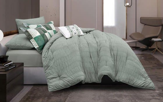 Layla Comforter Bedding Set 4 PCS - Single Green