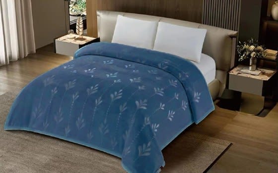 Cannon Samantha Embossed Blanket 2 Ply - Single Blue