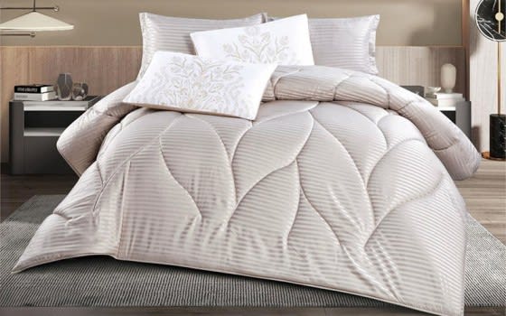 Rachel Stripe Comforter Bedding Set 4 Pcs - Single Beige