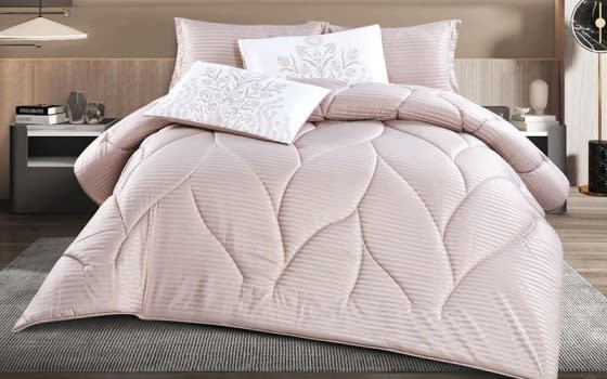 Rachel Stripe Comforter Bedding Set 4 Pcs - Single Pudra