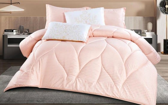 Rachel Stripe Comforter Bedding Set 4 Pcs - Single Peach