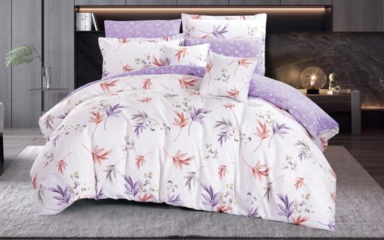 Sheik Cotton Comforter Bedding Set 8 PCS - King White & Purple 