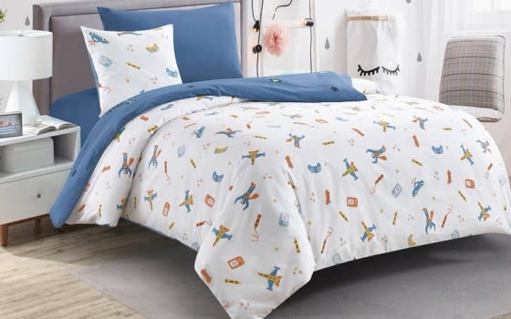 Valentini Cotton Kids Comforter Bedding Set 4 PCS - White