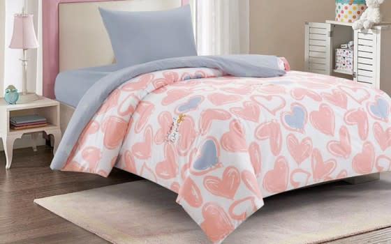 Valentini Cotton Kids Quilt Cover Set 3 PCS Without Filling - White & Pink