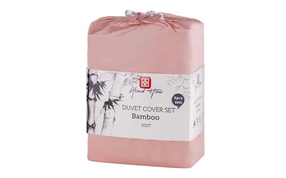 Al Saad Home Bamboo 300 T Duvet Cover Set Whithout Filling 6 PCS - King Pink