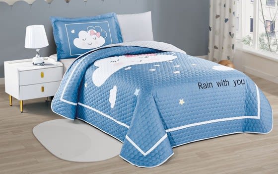 Light Kids Bed Spread 4 PCS - Blue