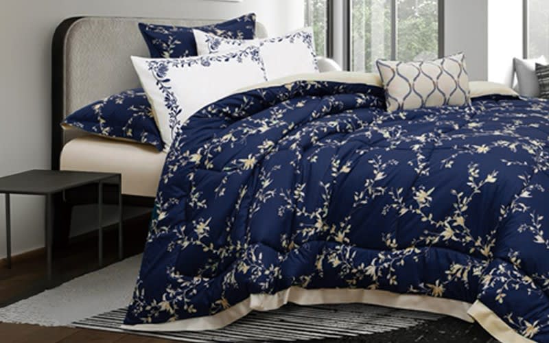New Artha Cotton Comforter Bedding Set 7 PCS - King Navy