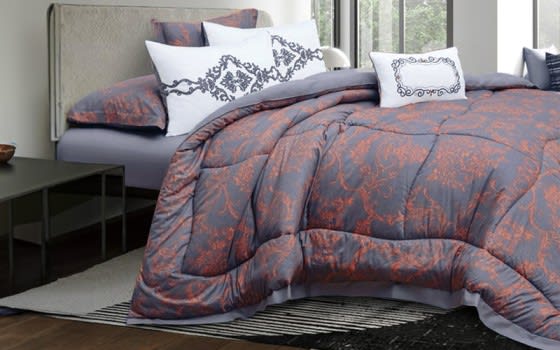 New Artha Cotton Comforter Bedding Set 7 PCS - King Grey