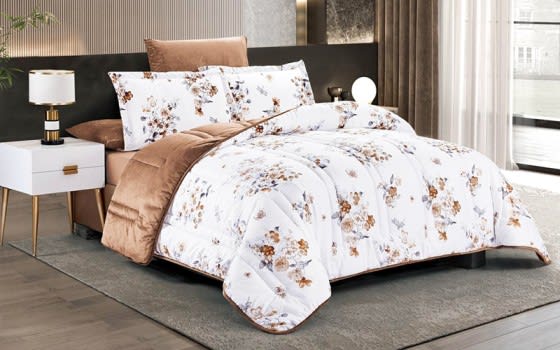 Armada Flip Four Season 2024 Comforter Bedding Set 6 Pcs - King White & Beige