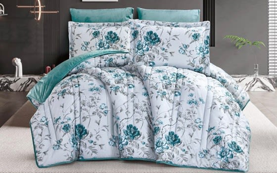 Armada Flip Four Season 2024 Comforter Bedding Set 6 Pcs - King White & Turquoise