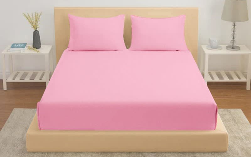 Famous Cotton Bedsheet Set 3 PCS - King Pink