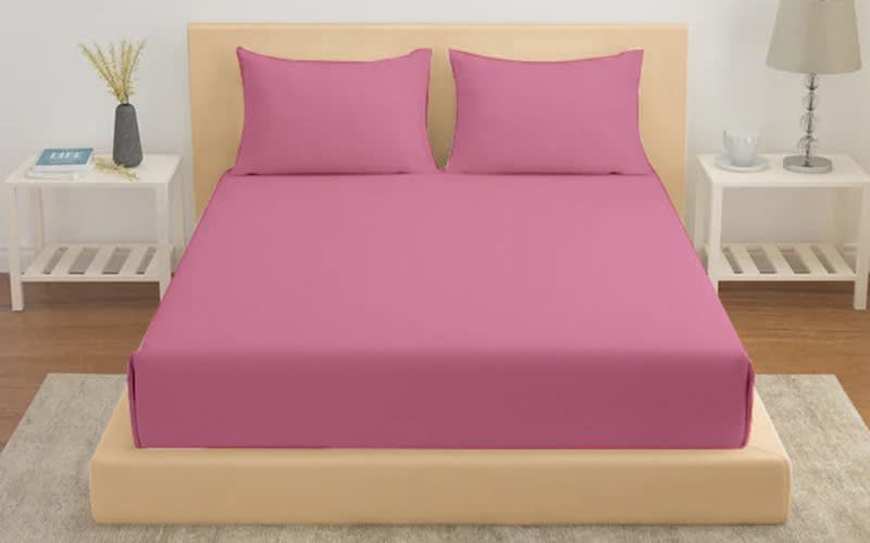 Famous Cotton Bedsheet Set 3 PCS - King D.Pink