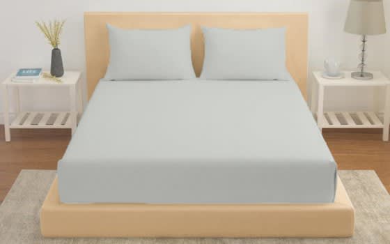 Famous Cotton Bedsheet Set 3 PCS - Queen L.Grey