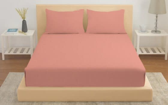 Famous Cotton Bedsheet Set 3 PCS - Queen Peach