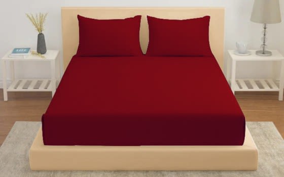 Famous Cotton Bedsheet Set 3 PCS - Queen Burgandy