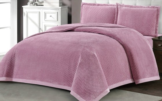 Cannon Pinsonic Flannel Bedspread Set 4 PCS - King Pink