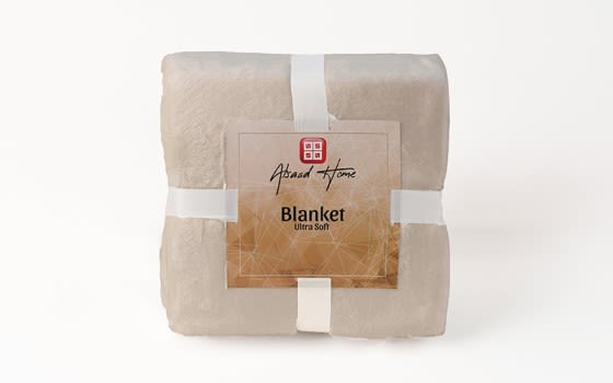 Al Saad home Flannel Blanket 1 PC - King Khaki