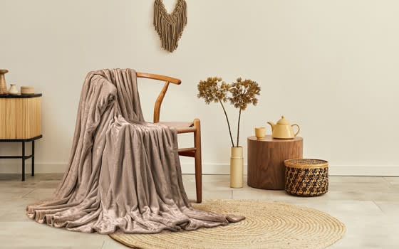 Al Saad home Flannel Blanket 1 PC - King Brown