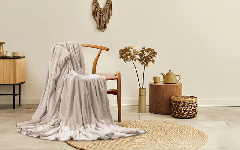 Al Saad home Flannel Blanket 1 PC - Single Khaki