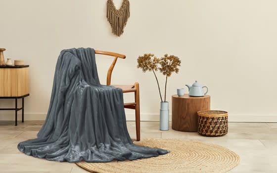 Al Saad home Flannel Blanket 1 PC - Single D.Grey
