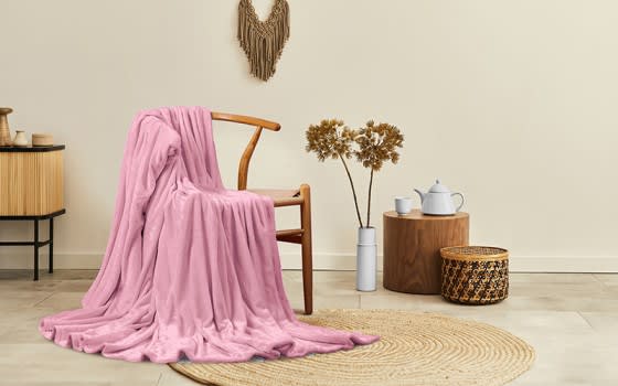 Al Saad home Flannel Blanket 1 PC - Single Pink