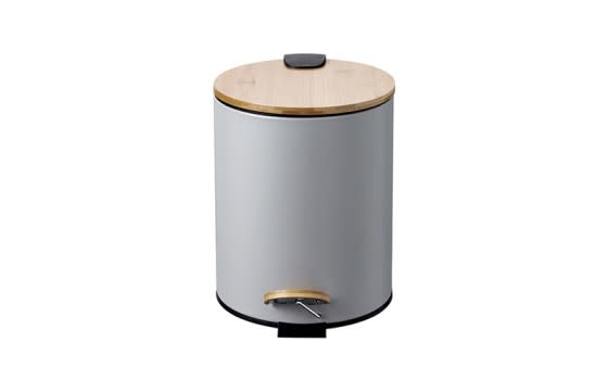 Cannon Trash Pedal Bin With Bamboo Lid - Grey