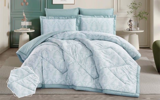 Yetta Cotton Comforter Bedding Set 6 PCS - King L.Green