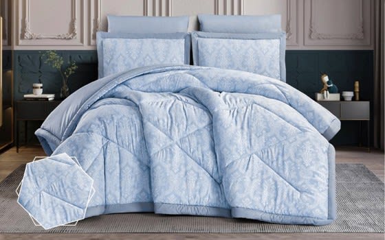 Yetta Cotton Comforter Bedding Set 4 Pcs - Single Blue
