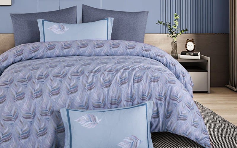 Virginia Cotton Quilt Cover Bedding Set 6 PCS Without Filling - King Grey & Blue