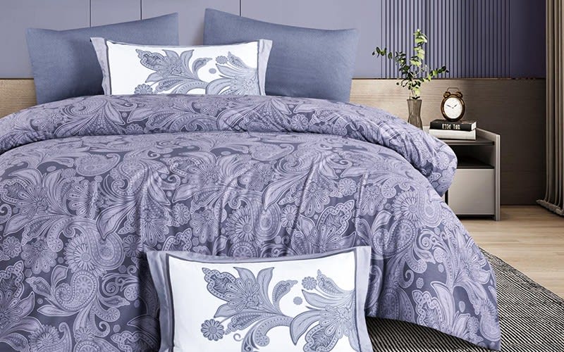 Virginia Cotton Quilt Cover Bedding Set 6 PCS Without Filling - King Grey & L Grey