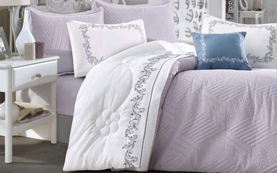 Molly Embroidered Comforter Bedding Set 7 PCS - King L.Grey