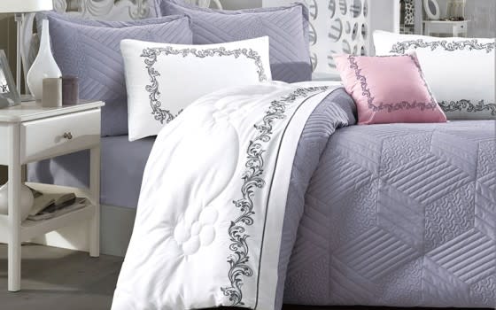 Molly Embroidered Comforter Bedding Set 7 PCS - King Grey